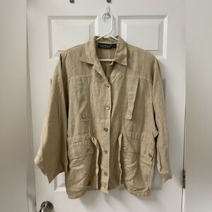 Vintage Karen Kane Khaki Linen Utility Jacket
